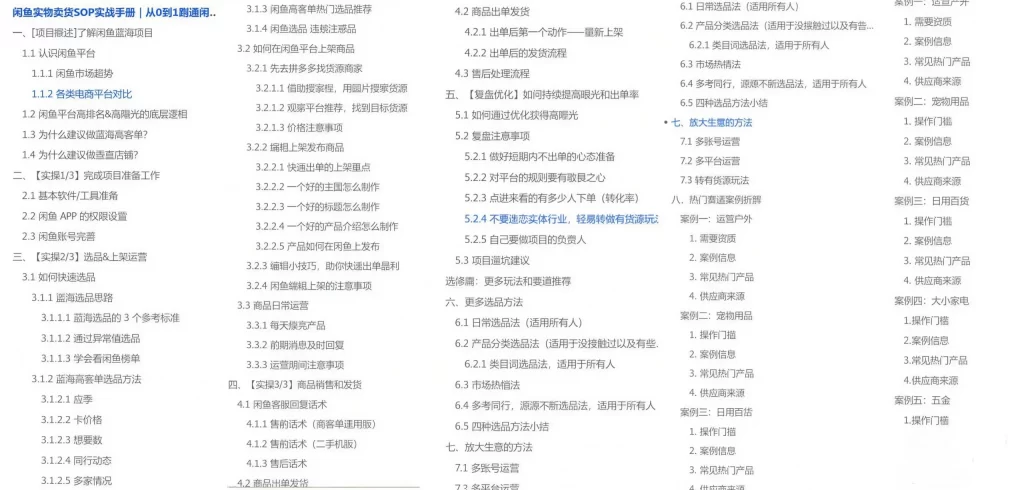 闲鱼实物卖货SOP实战手册目录