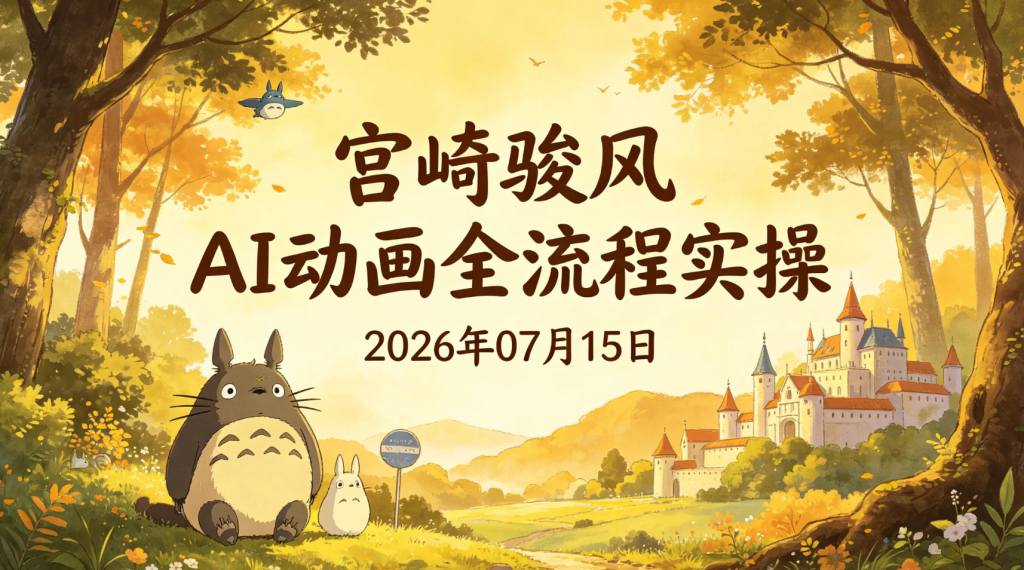 【2026.07.15】宫崎骏风AI动画全流程实操：从创意构思到成片制作的治愈系动画创作思路-老高项目网