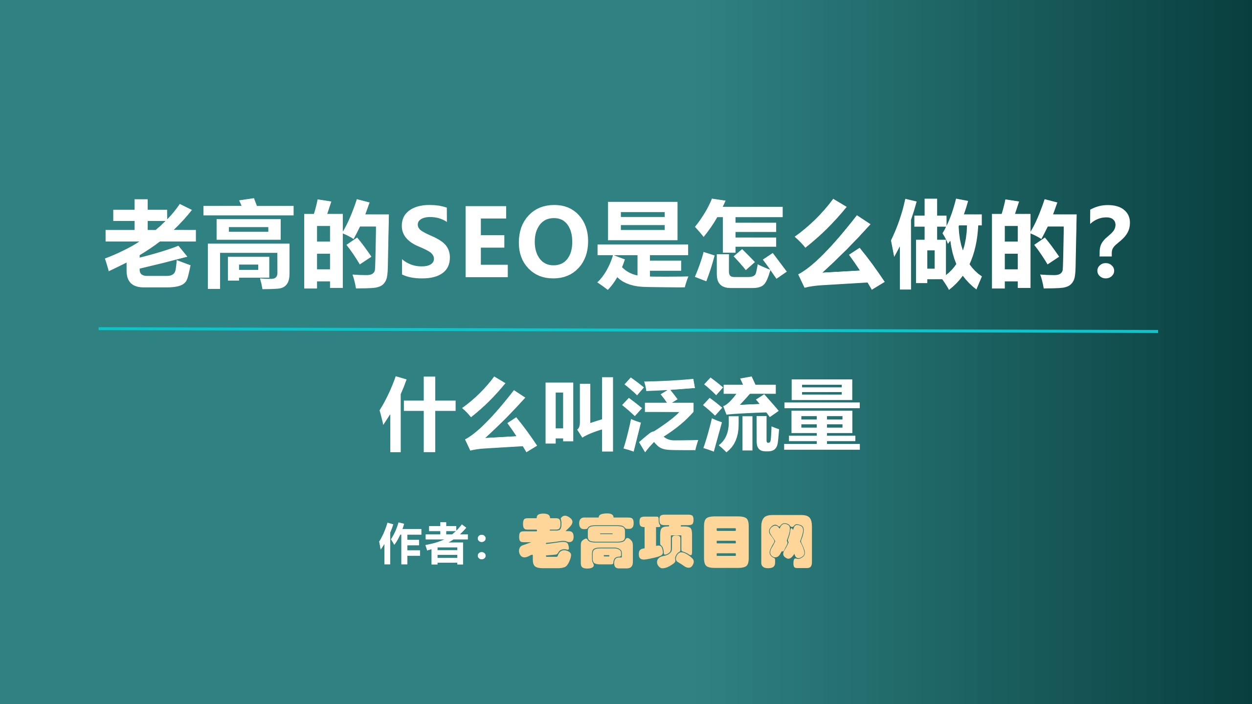 《老高项目网》的SEO被动引流是怎么做的？