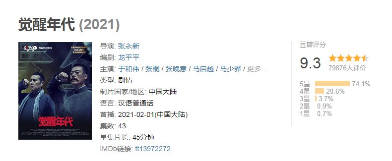 网剧排行榜前十名-21年评分最高十部国产剧，《司藤》仅第8，《觉醒年代》稳坐第一