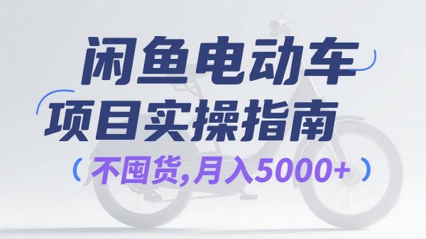 闲鱼电动车项目实操指南：不囤货，月入5000+