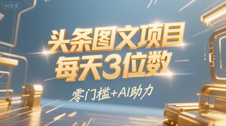 项目拆解丨头条图文项目，0门槛+AI助力，每天稳定三位数！