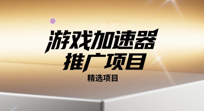 【精选项目】游戏加速器推广项目｜新号当天见收益-老高项目网