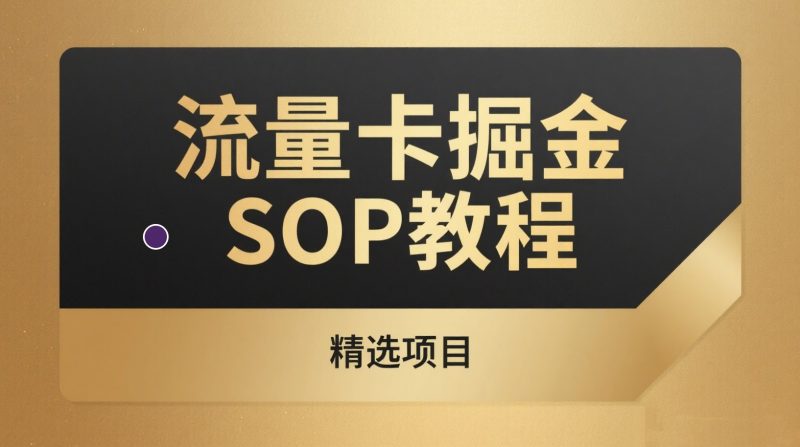 【精选项目】流量卡掘金 SOP教程｜小白可落地的长期副业项目-老高项目网
