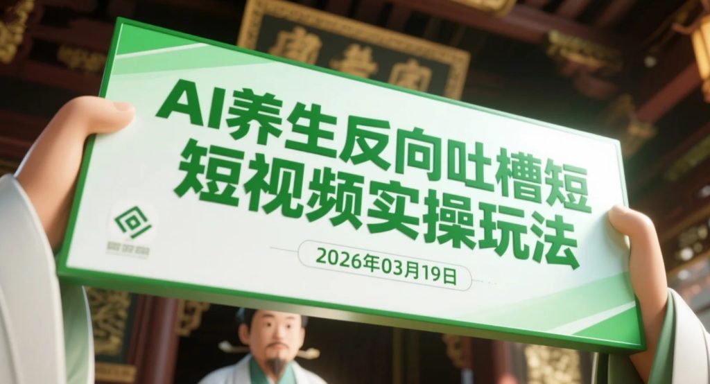 【2026.03.19】AI养生反向吐槽短视频实操玩法，古医切入的变现思路，适合矩阵放大-老高项目网