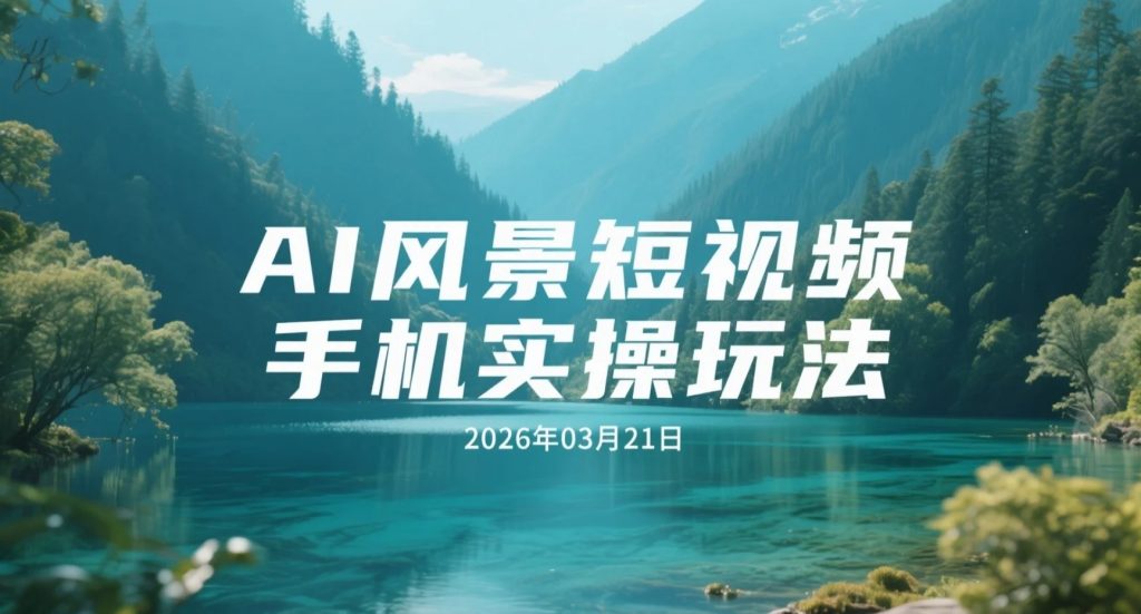 【2026.03.21】AI风景短视频手机实操玩法，零基础剪辑到出片流程-老高项目网