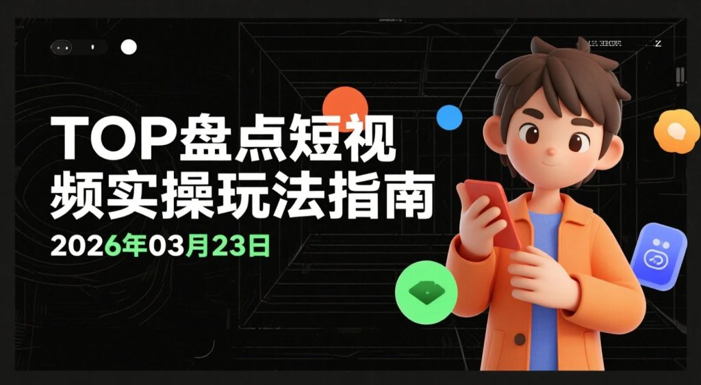 【2026.03.23】TOP盘点短视频实操玩法指南，AI文案+模板剪辑思路，适合批量起号与伙伴计划方向-老高项目网