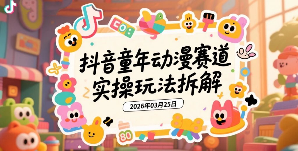 【2026.03.25】抖音童年动漫赛道实操玩法拆解，AI复刻高流量内容的涨粉变现思路-老高项目网