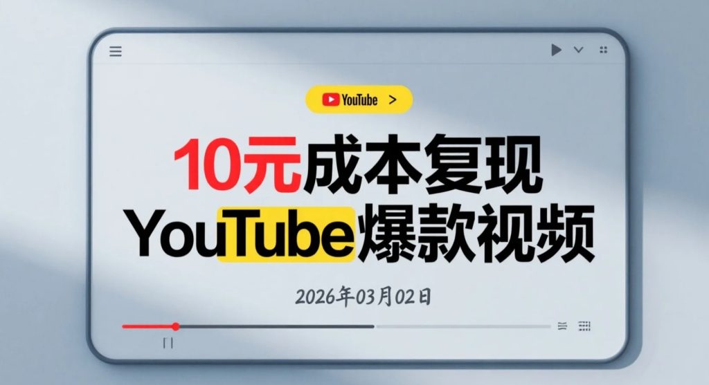 【2026.03.02】10元成本复现YouTube爆款视频的操作方法-老高项目网