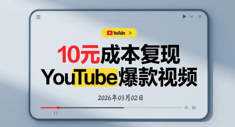 【2026.03.02】10元成本复现YouTube爆款视频的操作方法-老高项目网