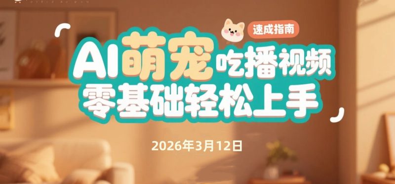 【2026.03.12】AI萌宠吃播视频速成指南，零基础轻松上手-老高项目网