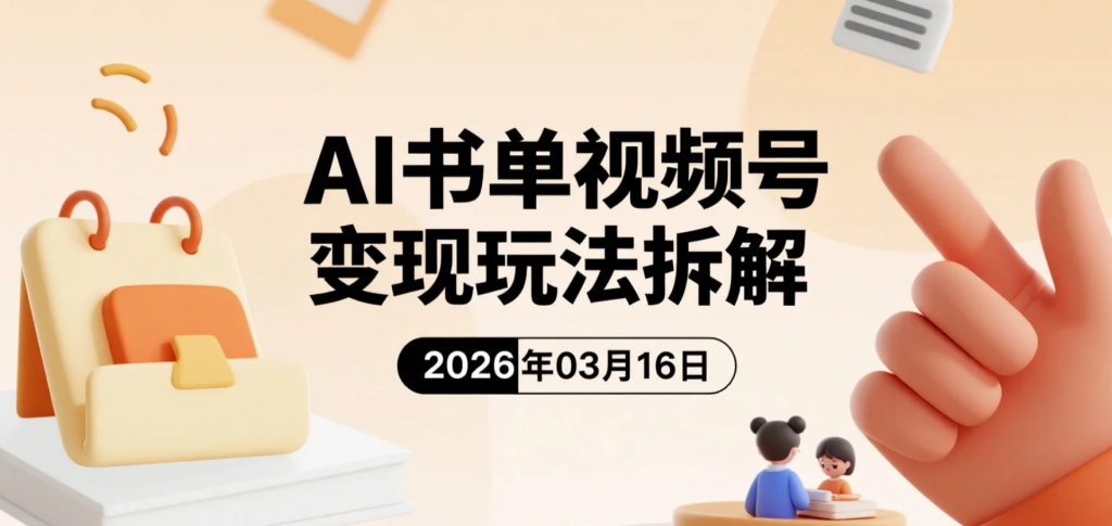 【2026.03.16】AI书单视频号变现玩法拆解：批量制作+矩阵发布的新流量方向-老高项目网
