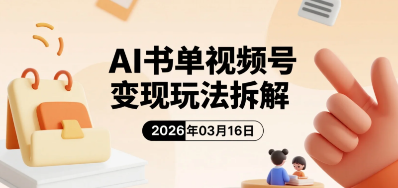 【2026.03.16】AI书单视频号变现玩法拆解:批量制作+矩阵发布的新流量方向-老高项目网