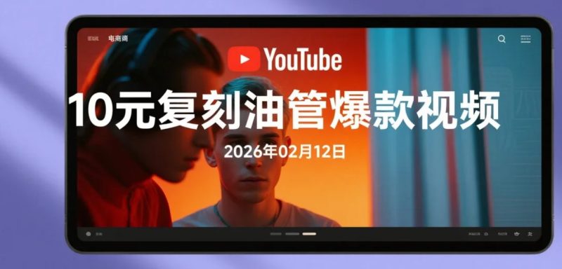 【2026.02.12】10元成本复现YouTube爆款视频的操作方法-老高项目网