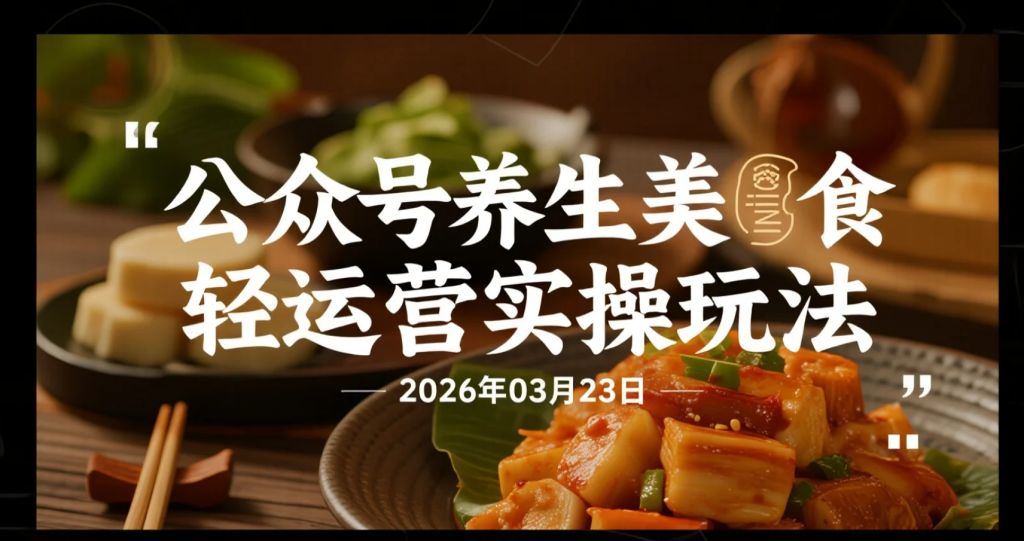 【2026.03.23】公众号养生美食轻运营实操玩法，半小时快速创作内容-老高项目网