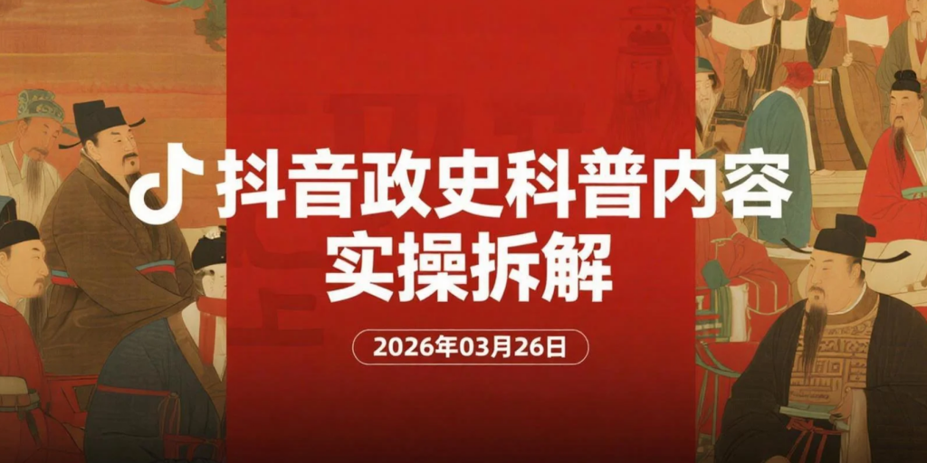 【2026.03.26】抖音政史科普内容实操拆解：借力平台流量做知识型账号变现-老高项目网