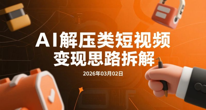 【2026.03.02】AI解压类短视频变现思路拆解-老高项目网