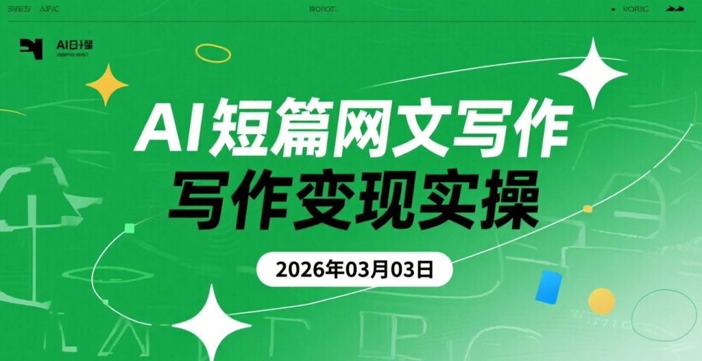 【2026.03.03】AI短篇网文写作变现实操：从零基础到可投稿思路拆解-老高项目网