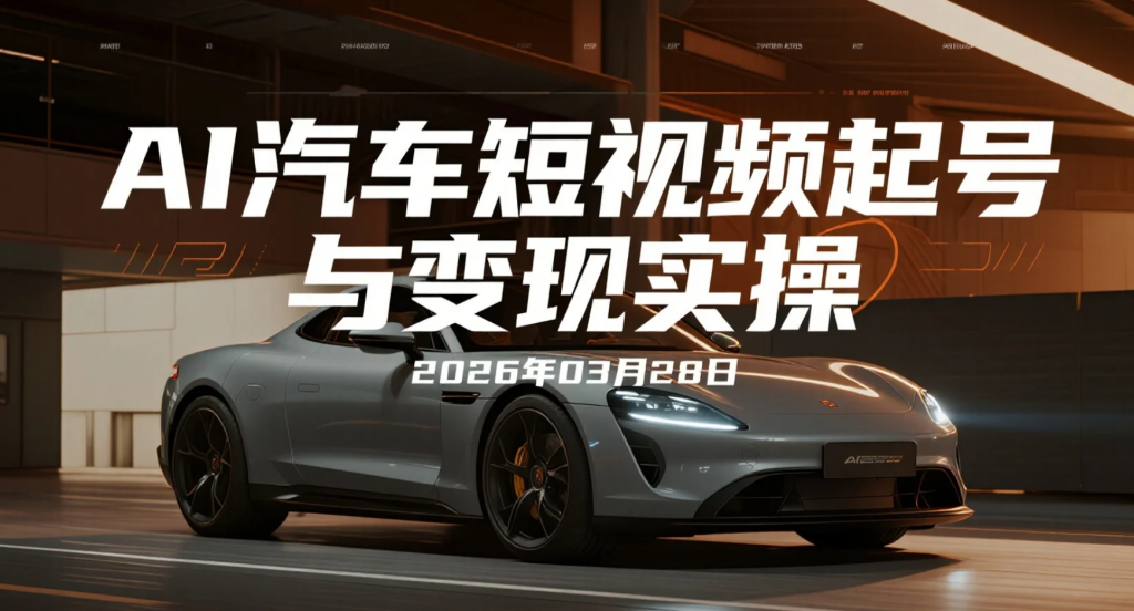 【2026.03.28】AI汽车短视频起号与变现实操：从0基础到22万粉内容打法拆解-老高项目网
