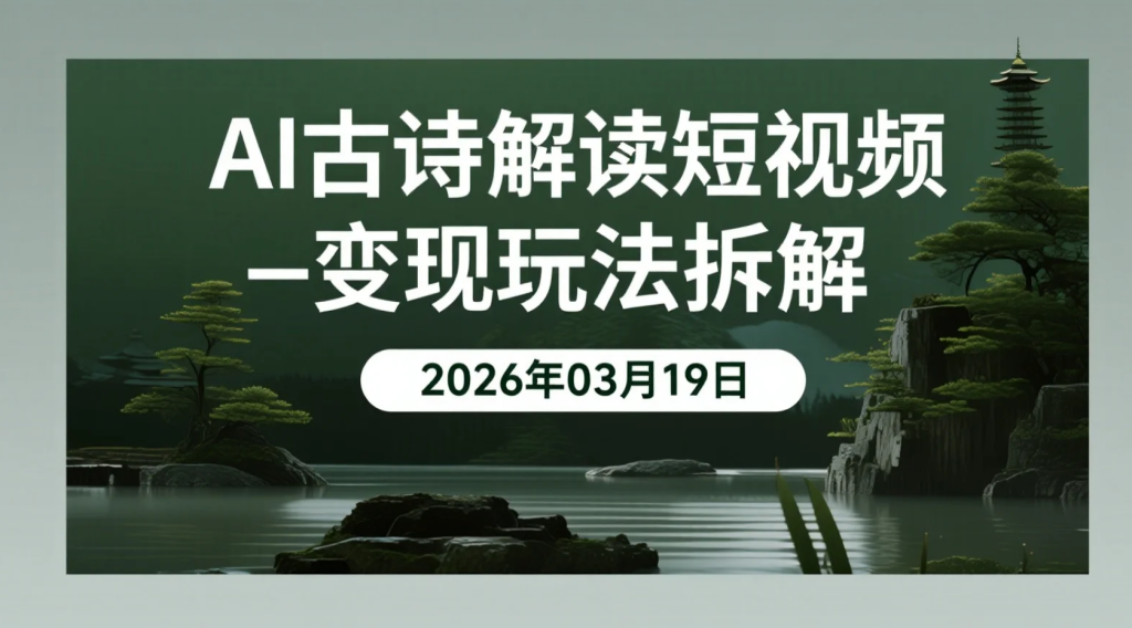 【2026.03.19】AI古诗解读短视频变现玩法拆解：零基础可上手的内容创作思路-老高项目网