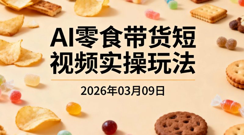 【2026.03.09】AI零食带货短视频实操玩法,小白也能批量生成抖音带货内容-老高项目网