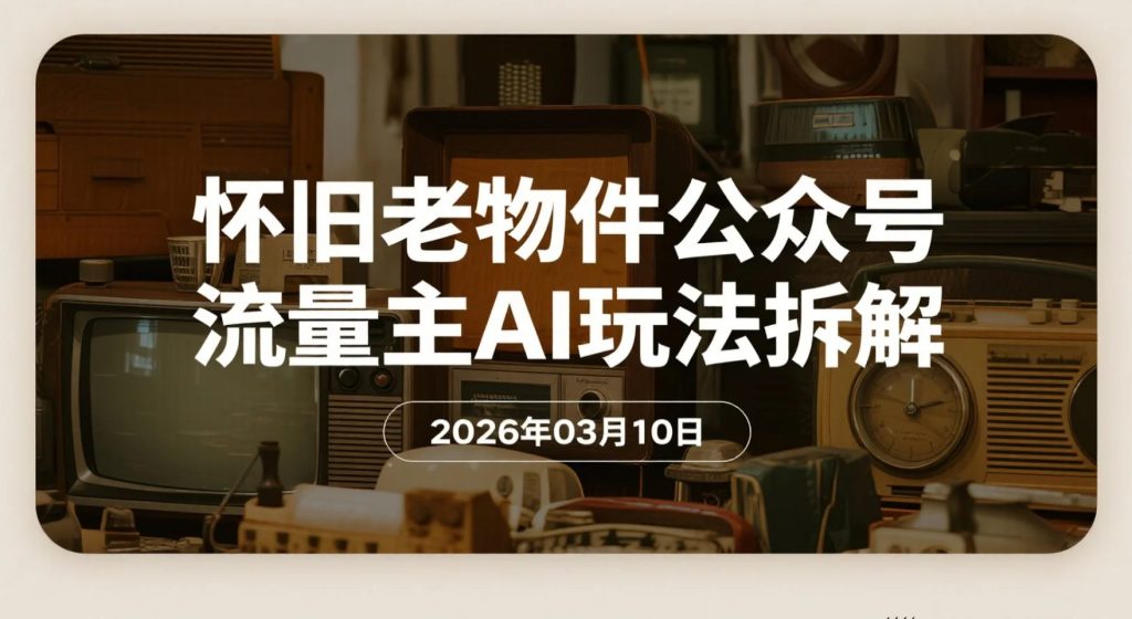 【2026.03.10】怀旧老物件公众号流量主AI玩法拆解：冷门赛道，轻量操作，适合长期稳定更新-老高项目网
