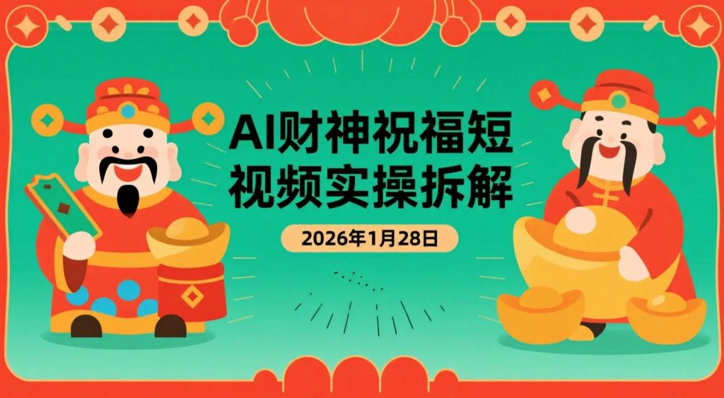 【2026.01.28】AI财神祝福短视频实操拆解：节日流量玩法与涨粉变现思路整理-老高项目网