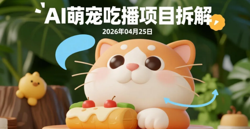 【2026.04.25】AI萌宠吃播项目拆解丨零基础起号到变现路径实操-老高项目网