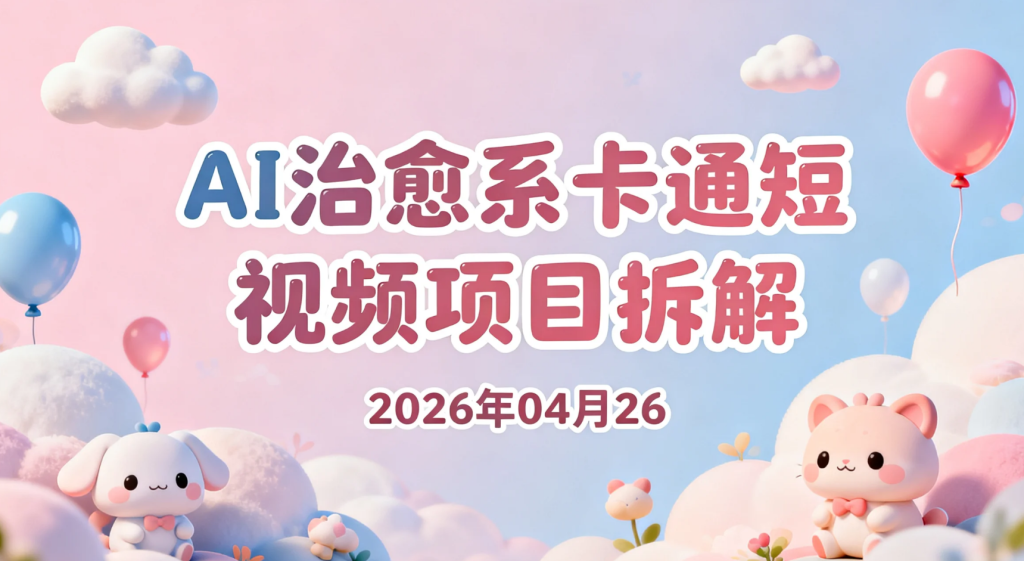 【2026.04.26】AI治愈系卡通短视频项目拆解丨0基础7天起号与变现路径-老高项目网
