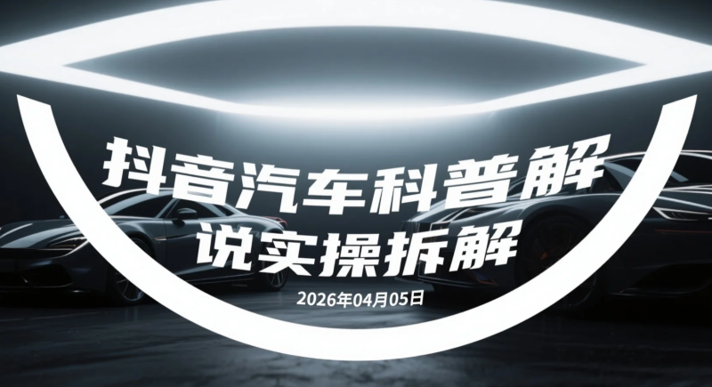 【2026.04.05】抖音汽车科普解说实操拆解:从0起号到内容变现的完整路径-老高项目网