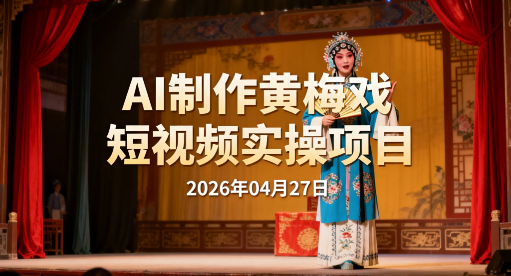 【2026.04.27】AI制作黄梅戏短视频实操项目，2-3张素材也能做流量变现-老高项目网
