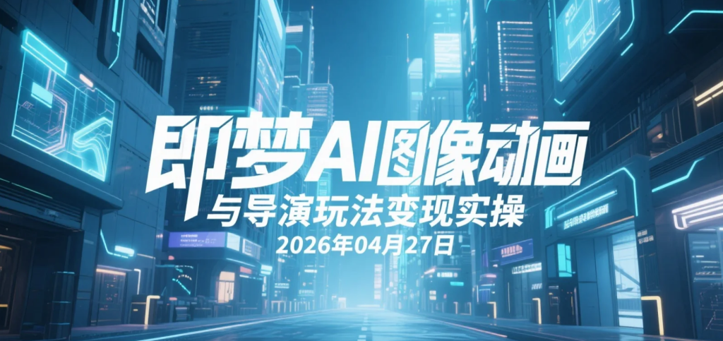 【2026.04.27】即梦AI图像动画与导演玩法变现实操：从修图到无缝镜头，小白也能快速上手-老高项目网