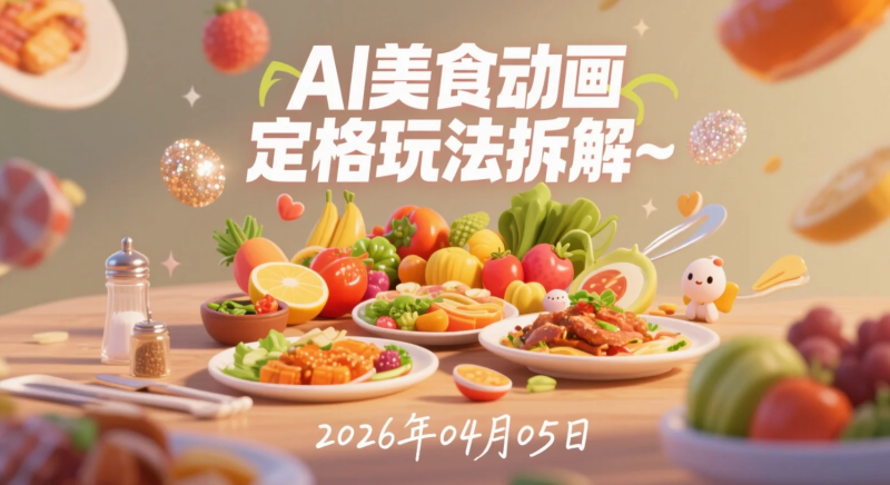 【2026.04.05】AI美食动画定格玩法拆解:零基础起号与橱窗变现-老高项目网