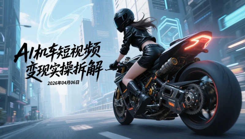 【2026.04.06】AI机车短视频变现实操拆解:从0到起号的内容制作与涨粉路径-老高项目网