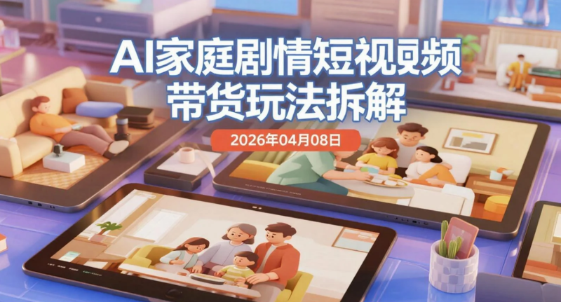 【2026.04.08】AI家庭剧情短视频带货玩法拆解：从内容生成到变现路径的实操整理-老高项目网