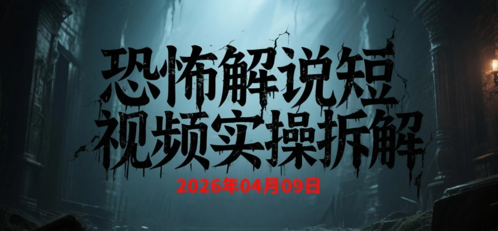 【2026.04.09】恐怖解说短视频实操拆解：从素材获取到剪辑发布的变现路径-老高项目网