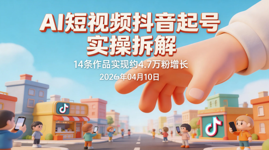 【2026.04.10】14条作品实现约4.7万粉增长：AI短视频抖音起号实操拆解-老高项目网