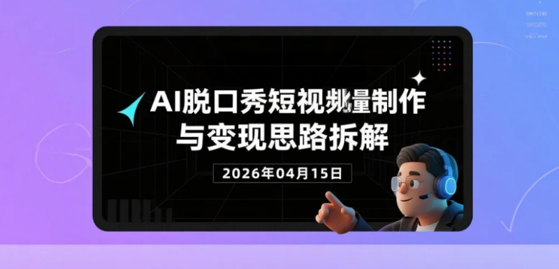【2026.04.15】AI脱口秀短视频批量制作与变现思路拆解(0基础可上手)-老高项目网