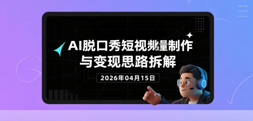 【2026.04.15】AI脱口秀短视频批量制作与变现思路拆解（0基础可上手）-老高项目网