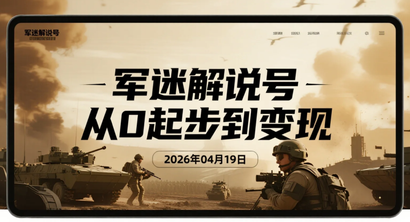 【2026.04.19】军迷解说号从0起步到变现：选题、文案、剪辑与发布全流程拆解-老高项目网