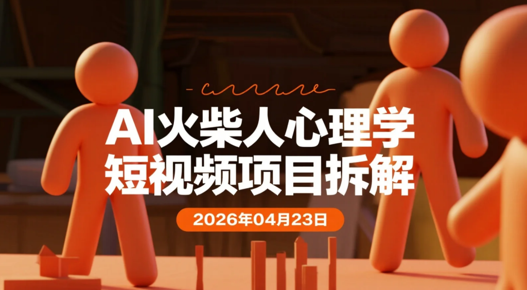 【2026.04.23】AI火柴人心理学短视频项目拆解丨从内容制作到涨粉变现的实操路径-老高项目网