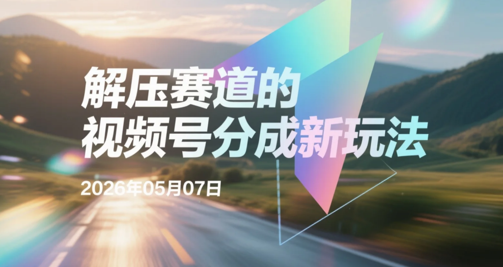 【2026.05.07】解压赛道的视频号分成新玩法：用AI制作虚幻风景的解压视频，实现高完播率与流量变现-老高项目网