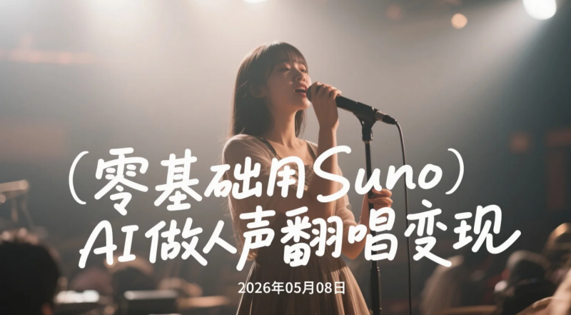 【2026.05.08】零基础用Suno AI做人声翻唱变现｜《吻别》AI声线克隆与情绪强化实操解析-老高项目网
