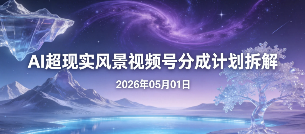 【2026.05.01】视频号分成计划拆解丨AI超现实主义风景内容变现玩法，小白可上手的内容方向-老高项目网