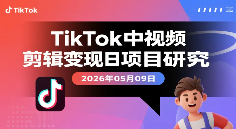 【2026.05.09】TikTok中视频剪辑变现项目研究：音乐、影视解说、动漫方向实操合集-老高项目网