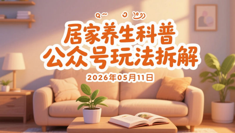 【2026.05.11】居家养生科普公众号玩法拆解：低门槛起号，适合长期运营的流量变现方向-老高项目网