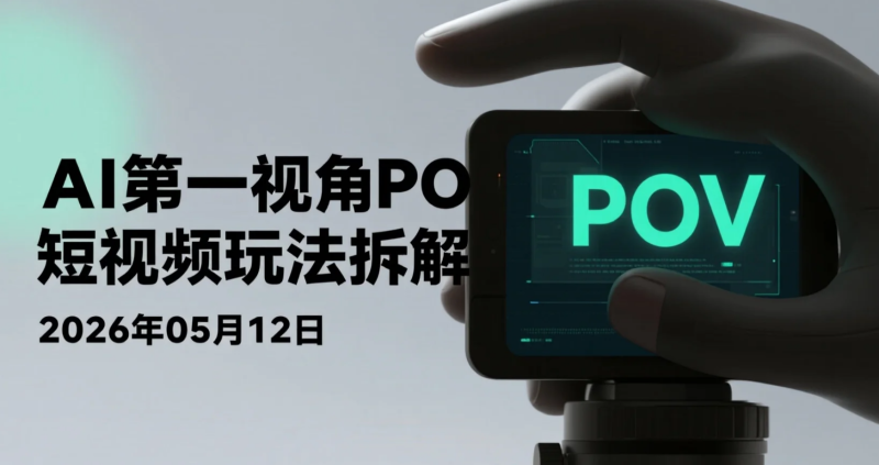 【2026.05.12】AI第一视角POV短视频玩法拆解，5条内容涨粉25万，无需露脸也能做的情绪流量项目-老高项目网