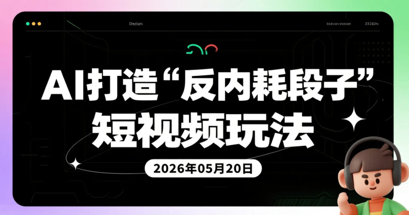 【2026.05.20】AI打造“反内耗段子”短视频玩法，拆解高流量账号的内容逻辑与批量制作思路-老高项目网