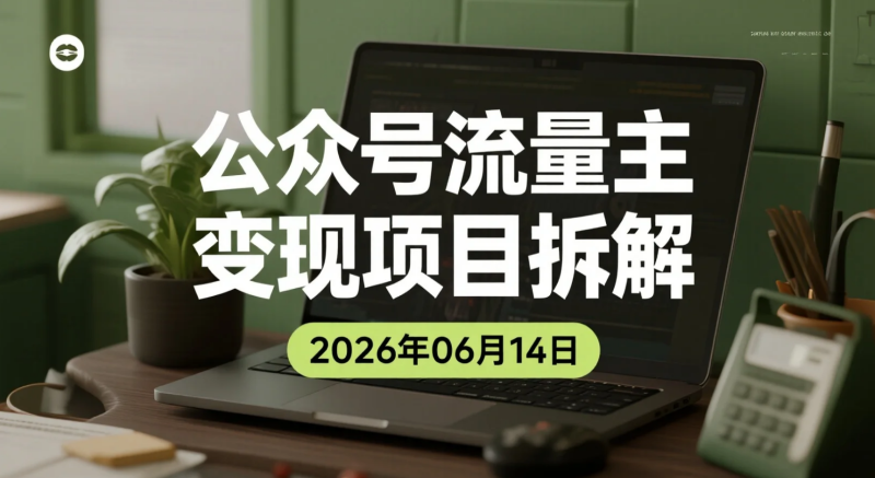 【2026.06.14】公众号流量主变现项目拆解:蓝海赛道研究、AI内容生成与矩阵运营思路整理-老高项目网