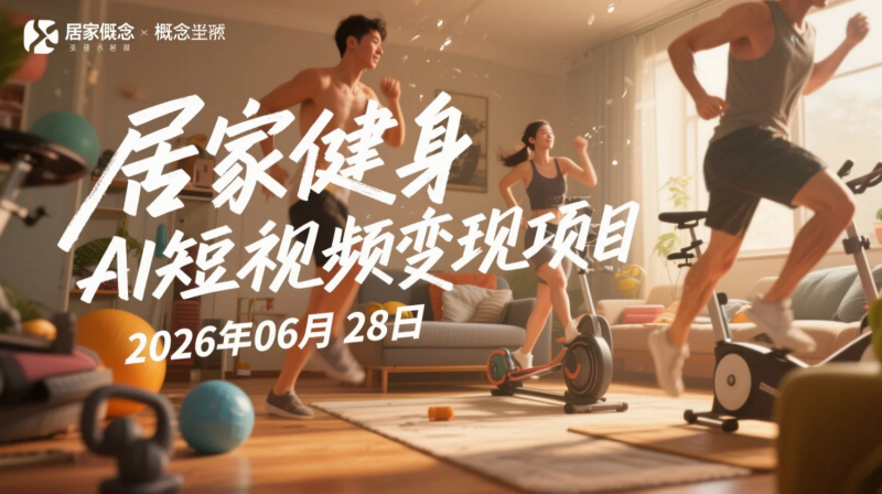【2026.06.28】居家健身AI短视频变现项目：减脂塑形与力量训练内容运营-老高项目网